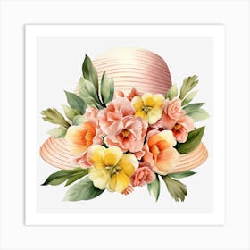 Hat With Flowers Art Print