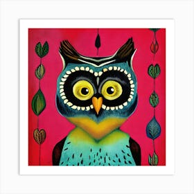 Deco Owl Painting Art Print