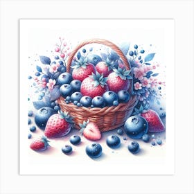 A basket of blueberry 2 Art Print