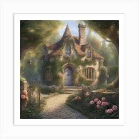 Cinderellas House Nestled In A Tranquil Forest Glade Boasts Walls Adorned With Climbing Roses Th (5) Art Print