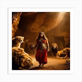 Lions In The Cave Art Print