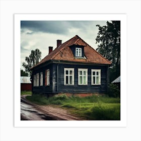 House Baltic City Countryside Window Colours View Brick Black Street Latvia Background L Art Print