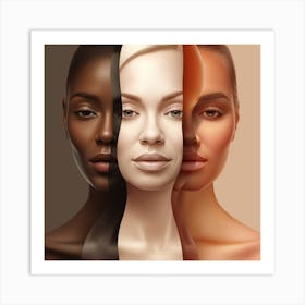 Three Women With Different Skin Tones 2 Art Print