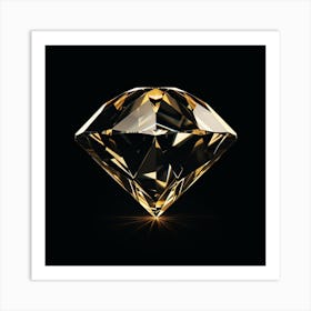 Gold Diamond On Black Background Art Print