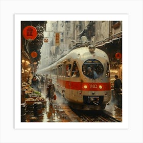 Asian Street Scene, Impressionism and Realism Art Print