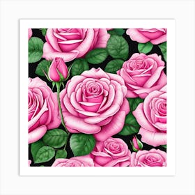 Pink Roses Seamless Pattern 8 Art Print