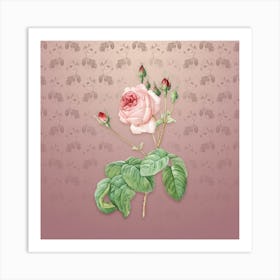 Vintage Cabbage Rose Botanical on Dusty Pink Pattern n.0274 Art Print