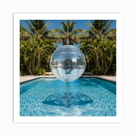 Disco Ball In A Pool, Summer Vibes (1) Art Print