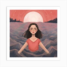 Girl In The Water Art Print