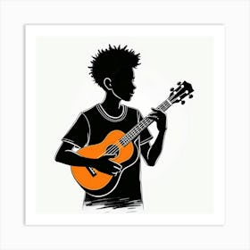 Boy Playing Ukulele Art Print