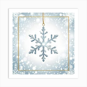 Abstract Illustration Of A Glistening Snowflake Ornament White With Hints Of Silver And Gold Suspe (4) Art Print