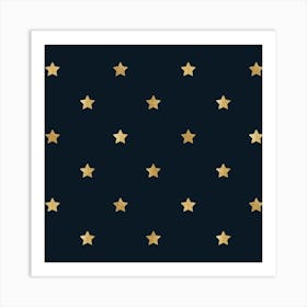 Gold Stars On A Black Background Art Print