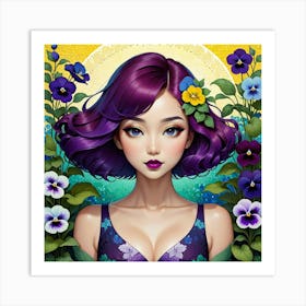 Girl With Purple Hair 2 Art Print