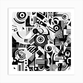 Doodles In Black And White Line Art 10 Art Print