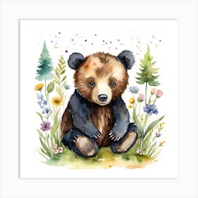 Bear watercolour  Art Print