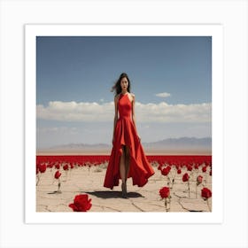 Red Roses In The Desert Art Print