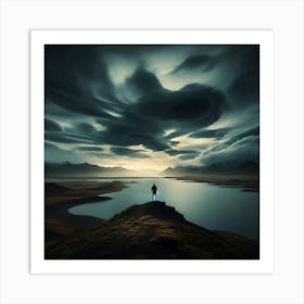 Person Standing On A Hill Art Print