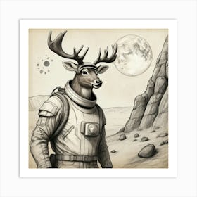 Astronaut Deer Art Print