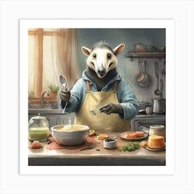 Teddy Bear Cooking Art Print