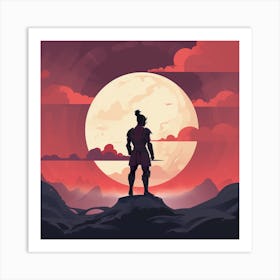 Silhouette Of A Warrior Art Print