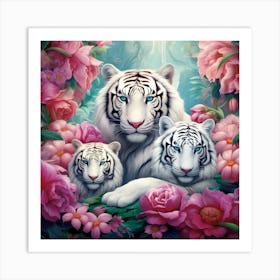 White Tiger Family Art Print