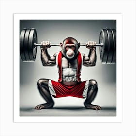 Monkey Weightlifter Art Print