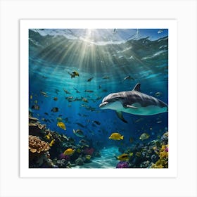 Dolphins In The Ocean Art Print