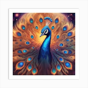 Cosmic Peacock Art Print