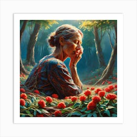 Woman In The Woods 32 Art Print