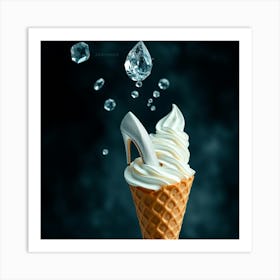 High heel Ice Cream Cone With Diamonds Poster