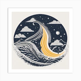 Wave At Night Art Print