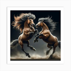 Two Horses Fighting 4 Art Print