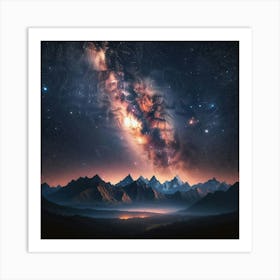 Milky Over Mountains Art Print