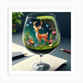 Deer In A Glass Art Print