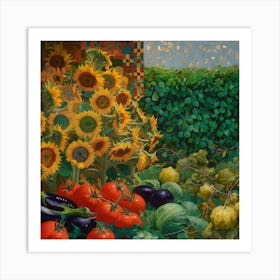 Sunflowers In The Garden Art Print