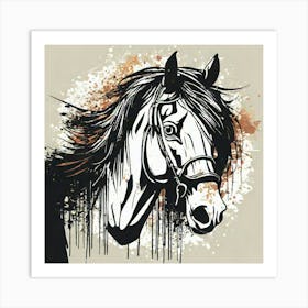 Illustration grunge Horse 2 Art Print