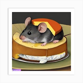 Surrealism Art Print | Mouse Sandwiched With Brie Cheese Art Print