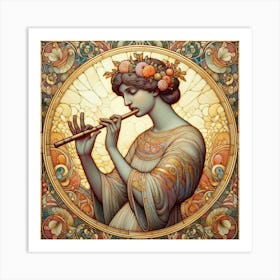 Deco Woman Playing Flute Art Print