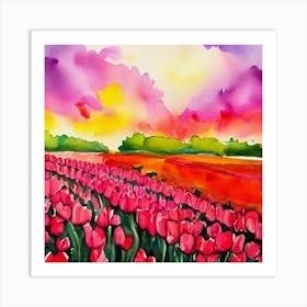 Sunset Tulips Art Print