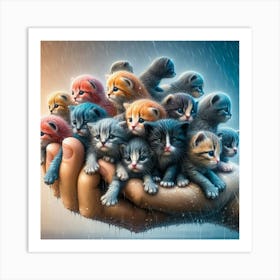 Kittens In The Rain 6 Art Print