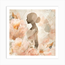 Portrait Of A Woman With Flowers 3 Art Print