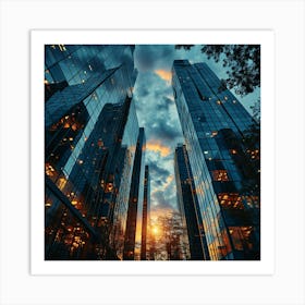 Skyscrapers At Sunset Art Print