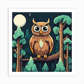 Owl In The Forest 104 Art Print