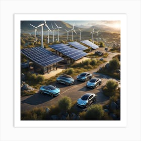 Electric Cars And Wind Turbines 1 Art Print