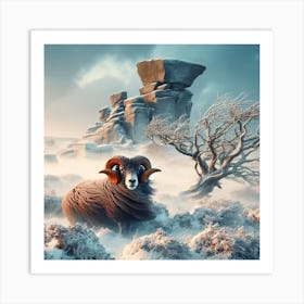 Sheep In The Snow Art Print