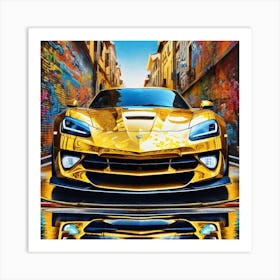 Gold Corvette Art Print