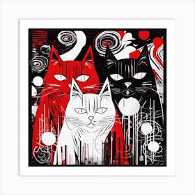 Three Cats 1 Art Print