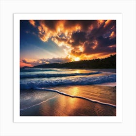 Sunset On The Beach 710 Art Print