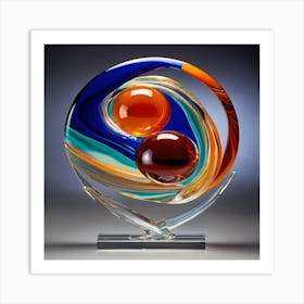 Unique Glass Abstract Tabletop Sculpture Art Print