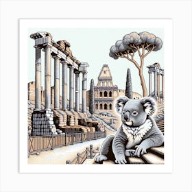 Koala In Rome 2 Art Print